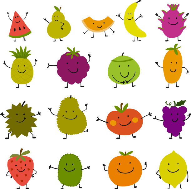 有趣的水果字符集为您的设计图片下载