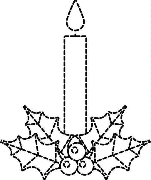 圣诞蜡烛燃烧与冬青莓叶图片下载