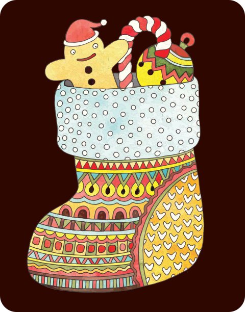 华丽的圣诞礼物水彩袜子图片下载