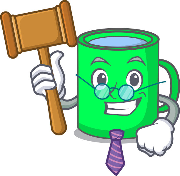 法官马克杯吉祥物卡通风格图片下载