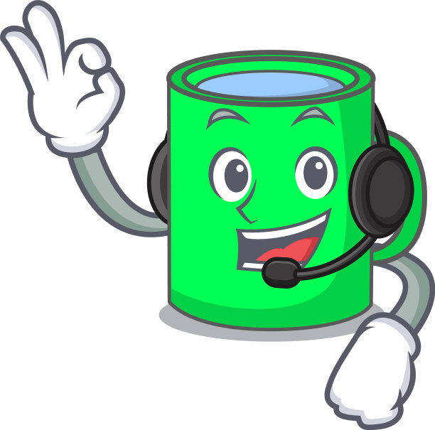 带有卡通风格的耳机马克杯吉祥物图片下载