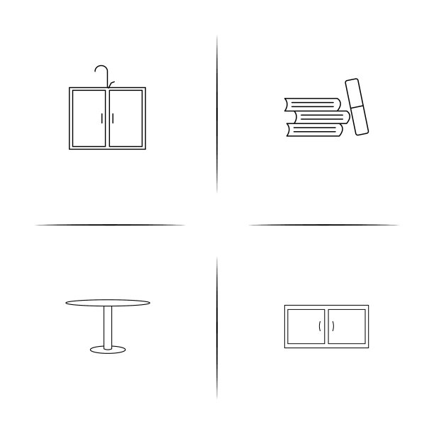 家具简单的线性图标设置简单的轮廓图片下载
