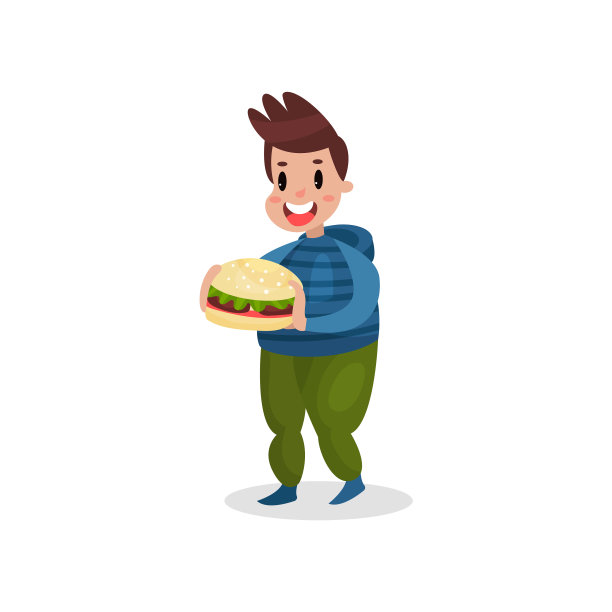 年轻的胖男人抱着巨大的汉堡有害的习惯图片下载