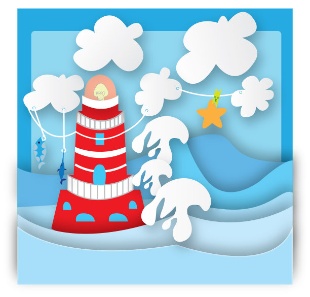 暴风雨中的五彩灯塔图片下载