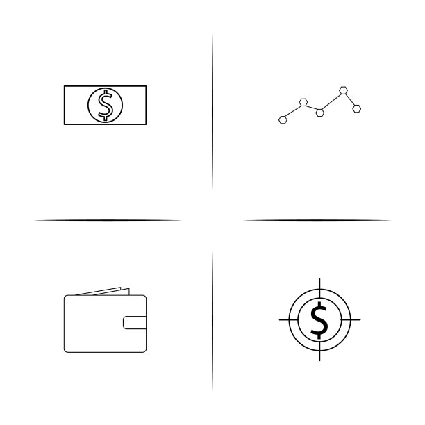 银行金融和货币简单的线性图标图片下载