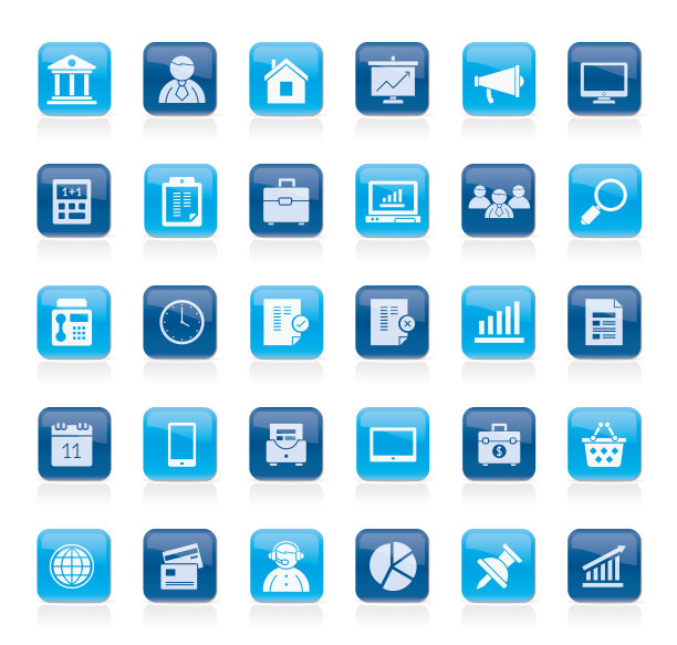 现实的商务办公室和财务图标图片下载