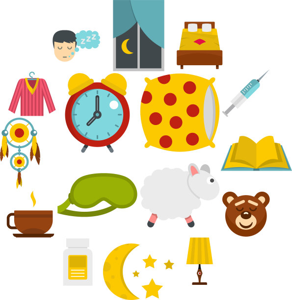 睡眠图标设置在平面风格图片下载