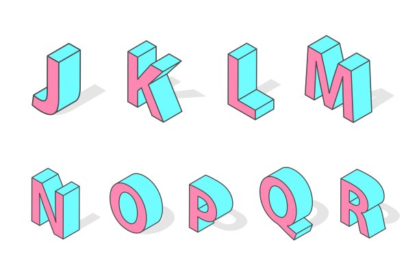 等距字母字体孤立图片下载