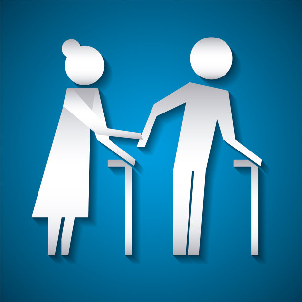 老年夫妇与拐杖家庭保护图片下载