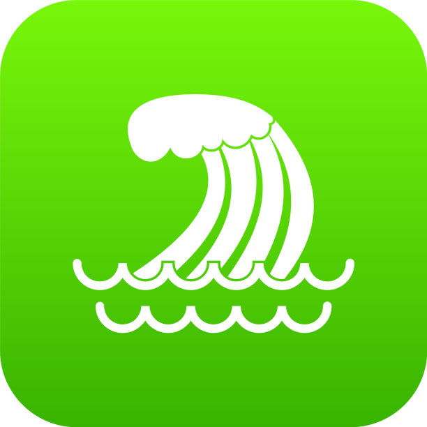 海啸波浪图标数字绿色图片下载