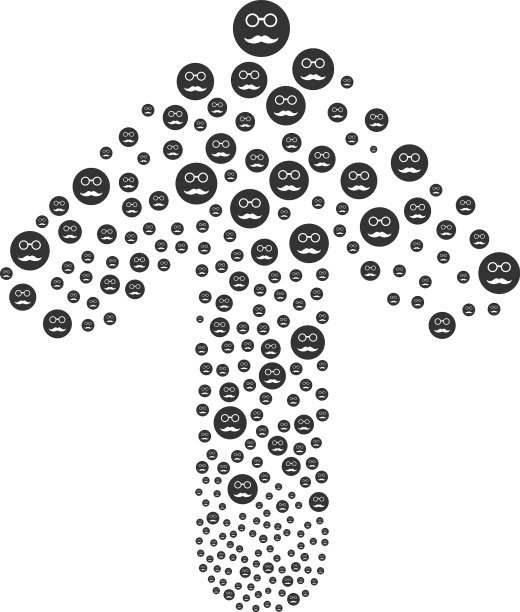 向前方向箭头数字与养老金微笑图片下载