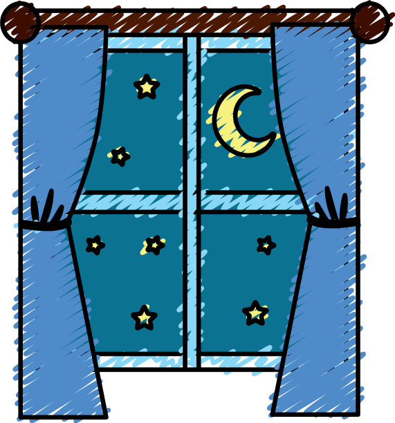 窗带窗帘，夜带月亮，星带月亮图片下载