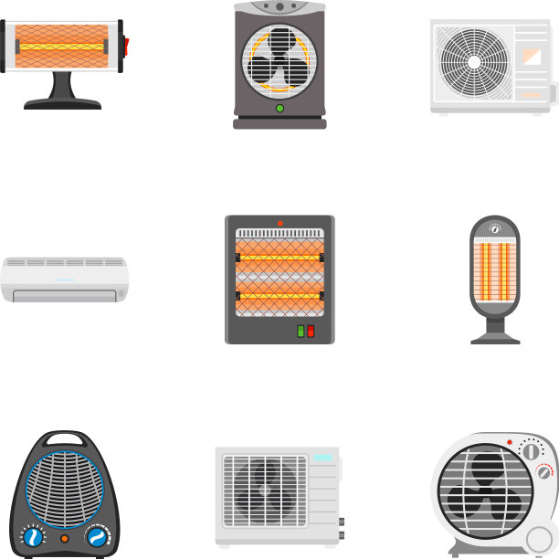 电扇加热器图标设置为扁平式图片下载