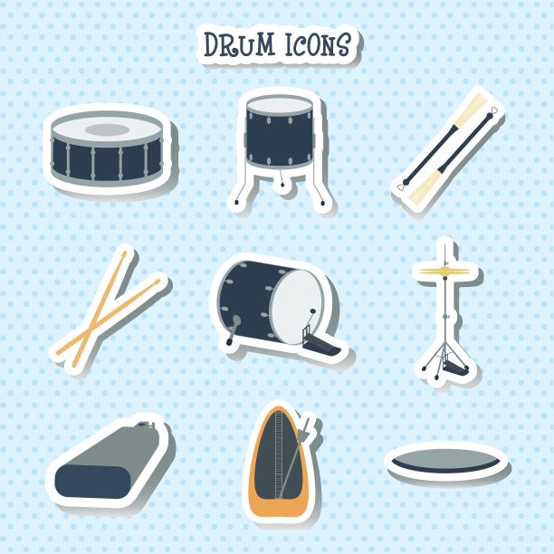 鼓图标贴纸平面设计图片下载