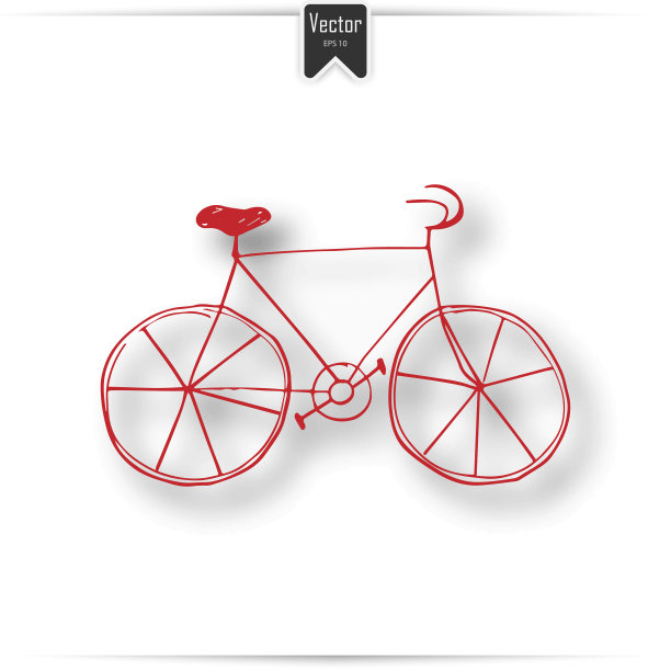 老式公路自行车手绘图片下载
