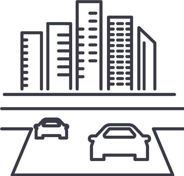 道路通往城市的标志线图片下载