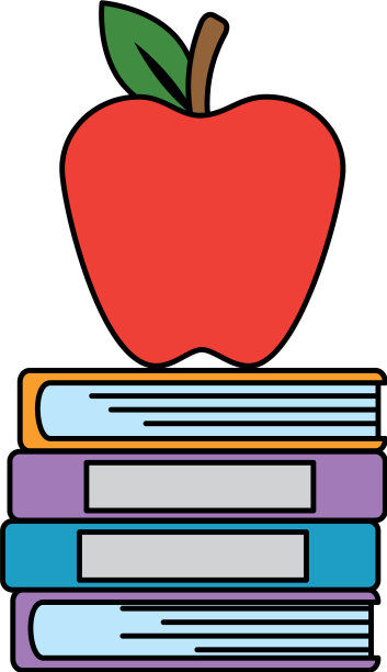 堆课本和苹果图片下载