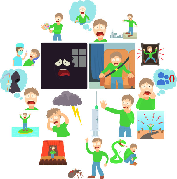 恐惧症图标设置人类卡通风格图片下载