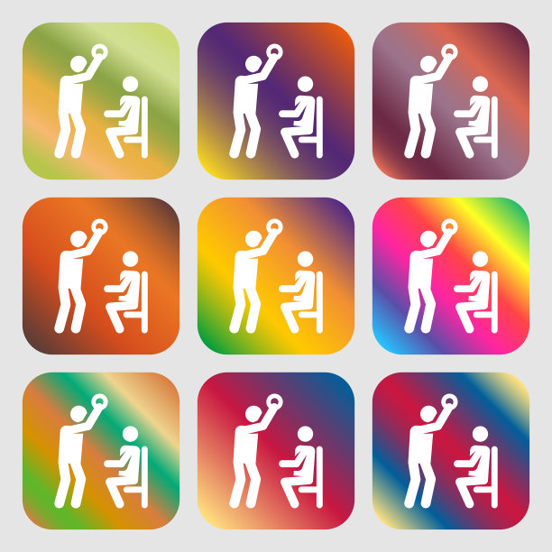 彩色的图标和标志的形式的一个按钮图片下载