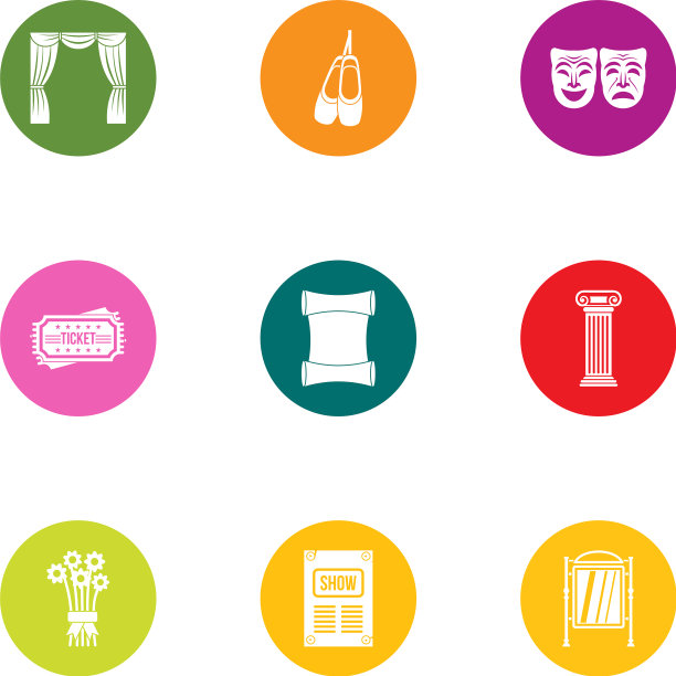 舞台化妆图标设置平风格图片下载