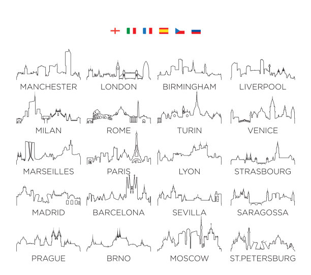 欧洲天际线城市线条艺术设计集2图片下载