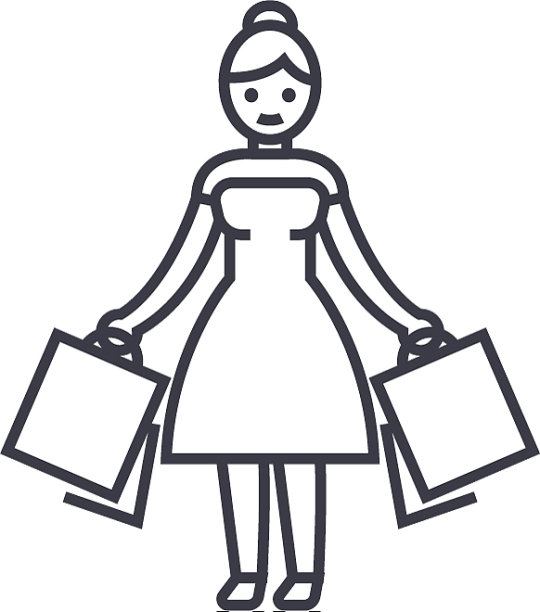 女人购物线图标标志图片下载