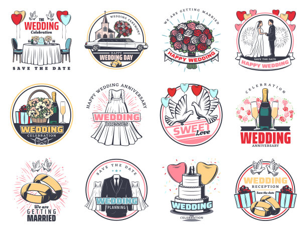 新娘和新郎的婚礼复古卡片图片下载