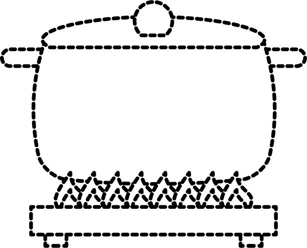 汤锅盖盖在炉子上燃烧烹饪图标图片下载