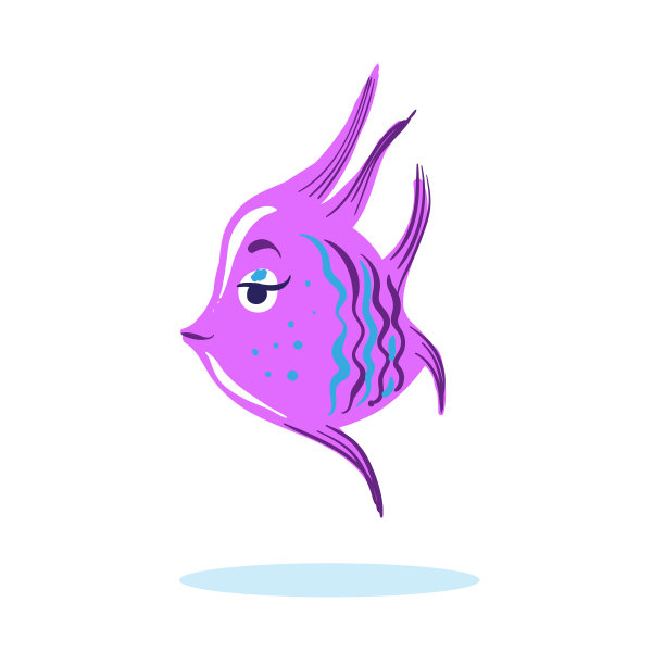 卡通可爱严肃的脸鱼海洋人物图片下载