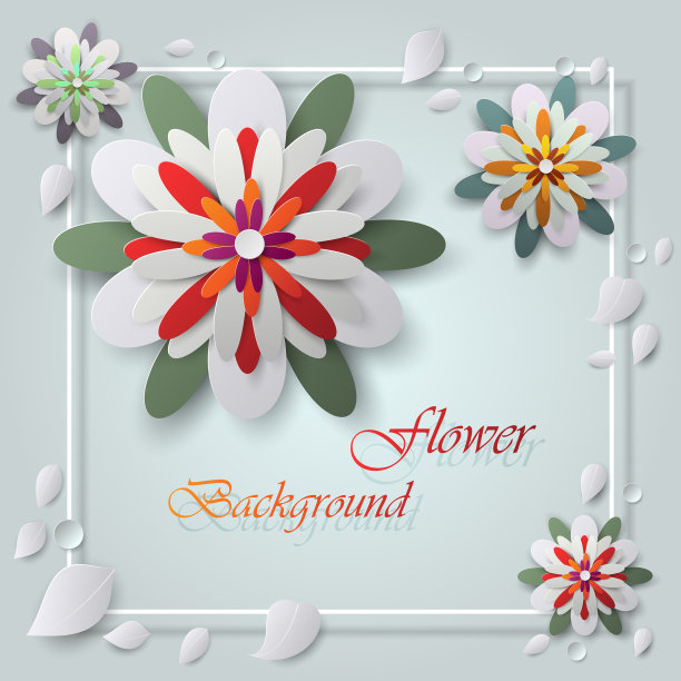 彩色纸花和贺卡相框图片下载