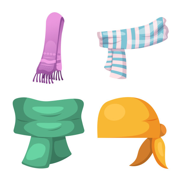 孤立对象的围巾和围巾图标集图片下载