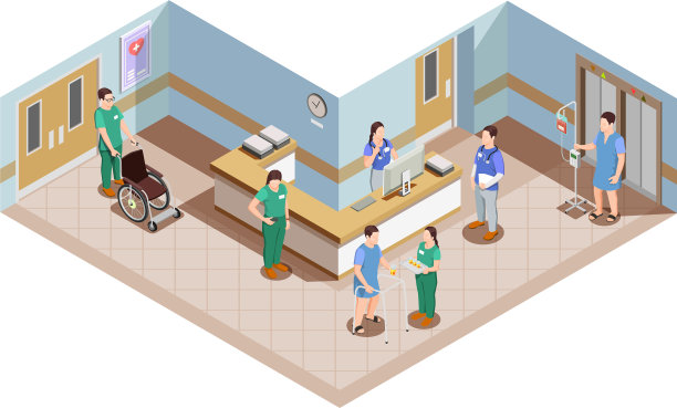 医院大堂等距构图图片下载