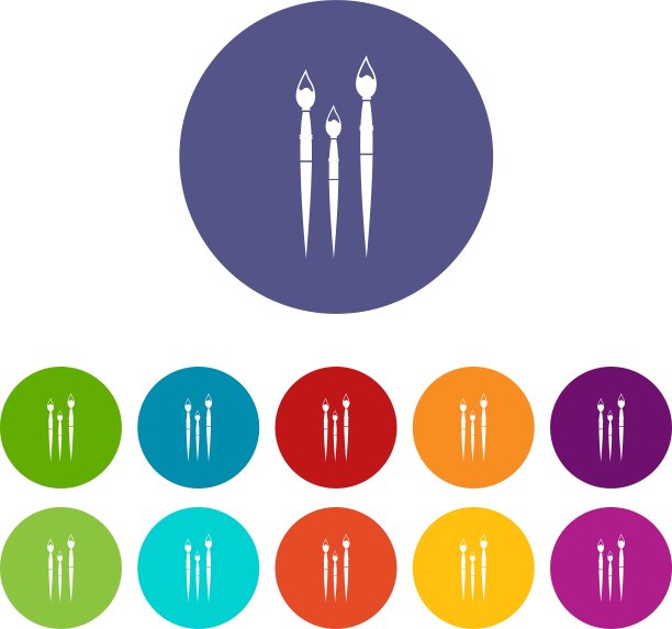 三个刷子的绘画设置图标图片下载