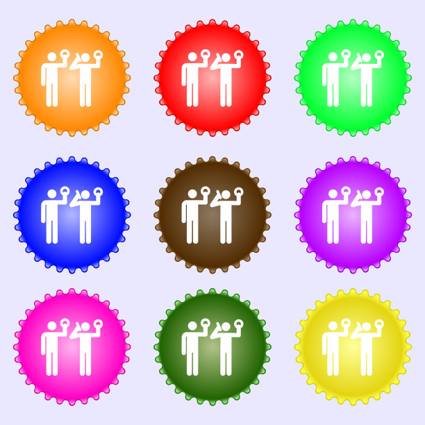 彩色的图标和标志的形式的一个按钮图片下载