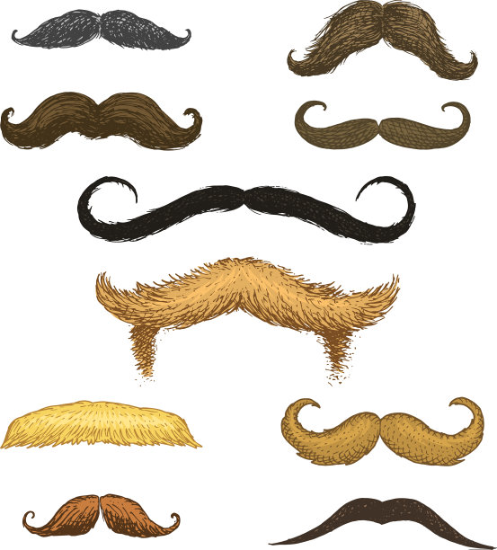 一套小胡子和滑稽的胡子的男人潮人图片下载