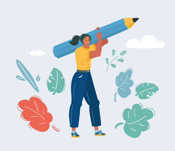 女人拿着铅笔图片下载