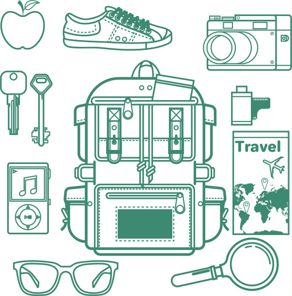 头顶的旅行配件必不可少图片下载