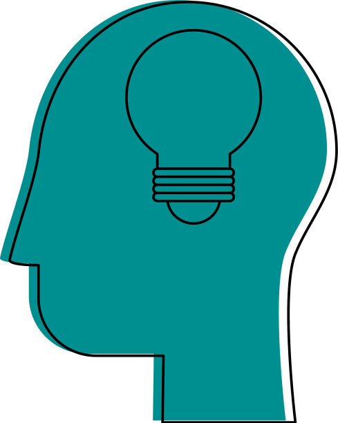 人头侧面图，里面有灯泡图片下载