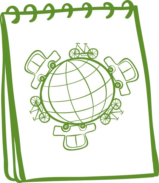 一个绿色涂鸦设计的笔记本图片下载