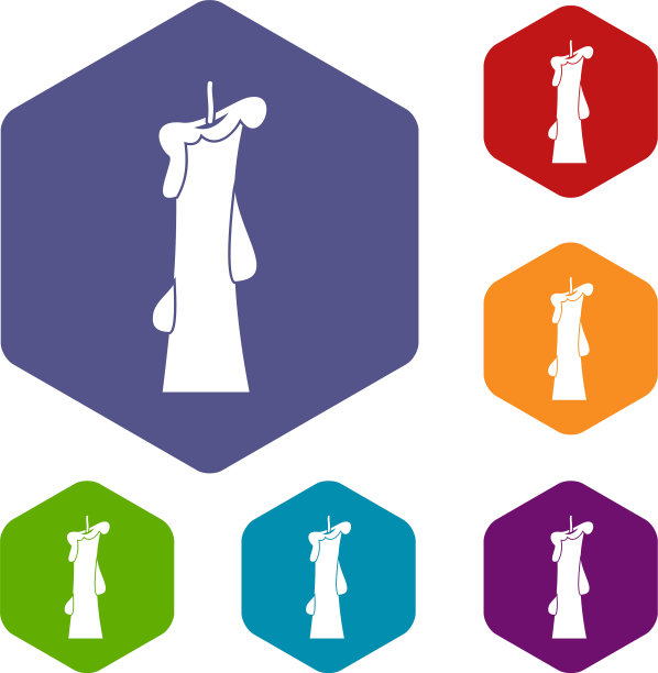 教堂蜡烛图标设置六边形图片下载