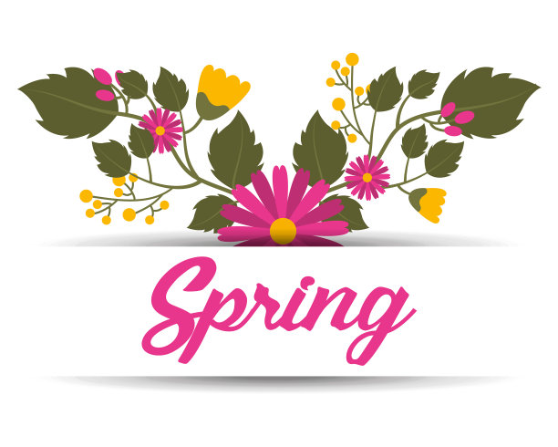 春花装饰字问候横幅图片下载