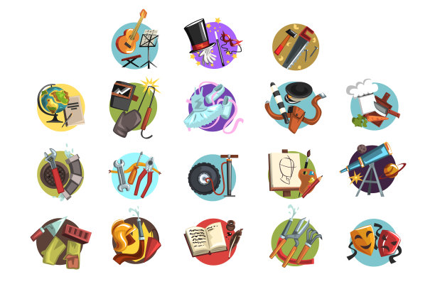 彩色的图标与不同的符号图片下载