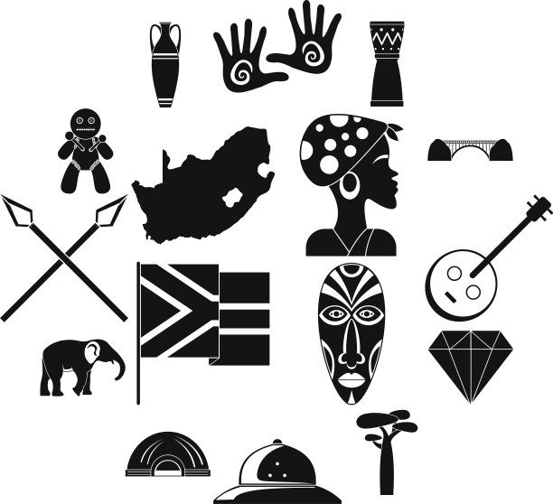 南非旅游图标设置简单的风格图片下载