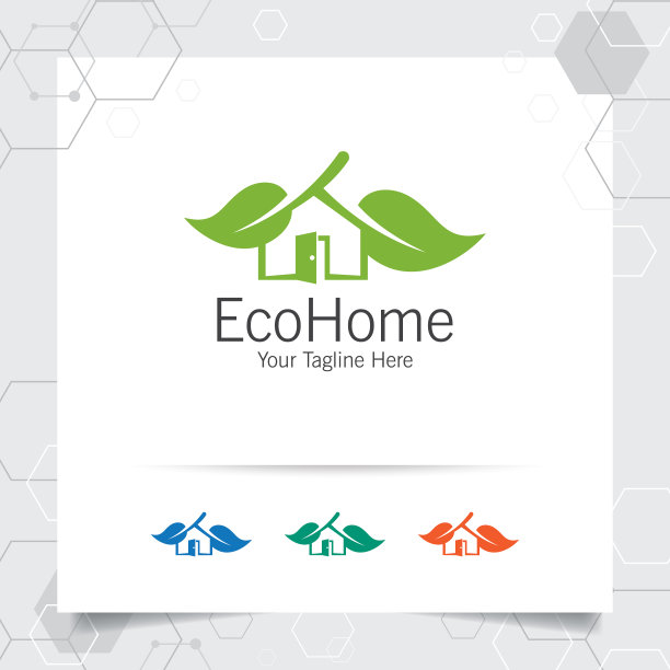绿屋标志设计与家叶概念图片下载