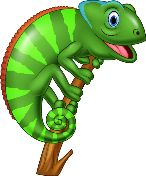 树枝上的卡通变色龙图片下载