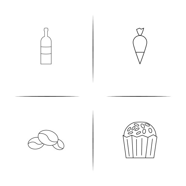 食物和饮料简单线性图标设置简单图片下载
