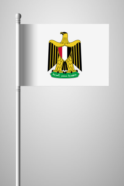 埃及国旗插在旗杆上图片下载