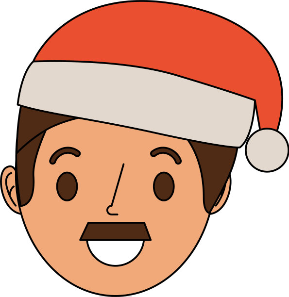 卡通大人戴着圣诞帽图片下载