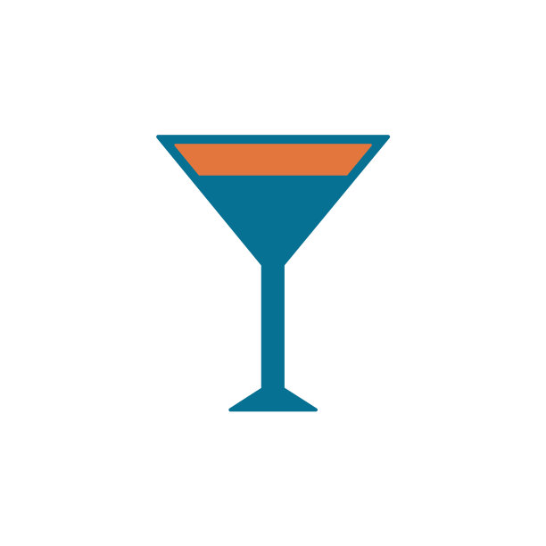 鸡尾酒杯标志与马提尼伏特加图标图片下载