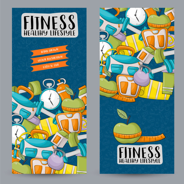 健身与健康生活方式垂直横幅图片下载